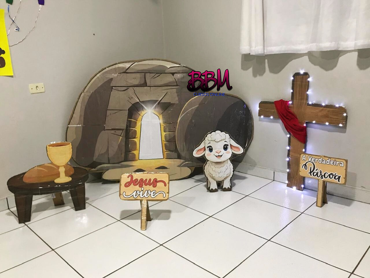 CENÁRIO PÁSCOA CRISTÃ 🍷🥖 GRANDE PARA IMPRIMIR E MONTAR - Imagem 3