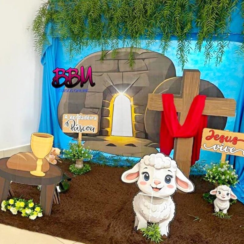 CENÁRIO PÁSCOA CRISTÃ 🍷🥖 GRANDE PARA IMPRIMIR E MONTAR