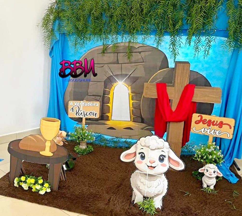 CENÁRIO PÁSCOA CRISTÃ 🍷🥖 GRANDE PARA IMPRIMIR E MONTAR