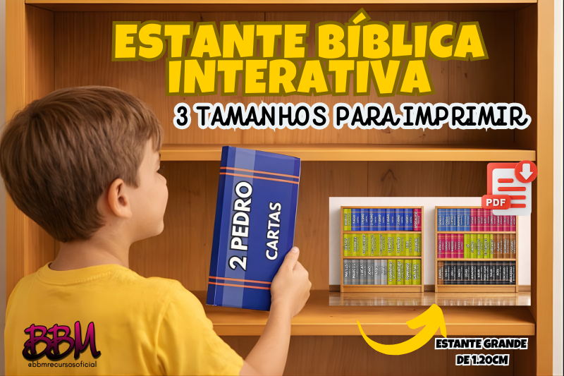 ESTANTE BÍBLICA INTERATIVA 📚 3 TAMANHOS PARA IMPRIMIR