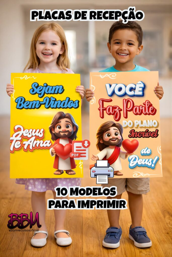 PLACAS DE RECEPÇÃO💛 MINISTÉRIO INFANTIL 10 MODELOS