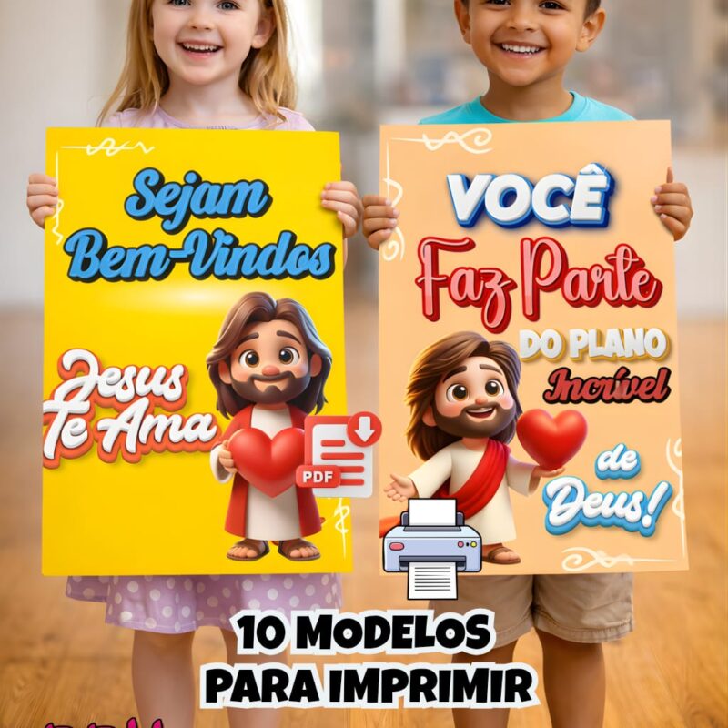 PLACAS DE RECEPÇÃO💛 MINISTÉRIO INFANTIL 10 MODELOS