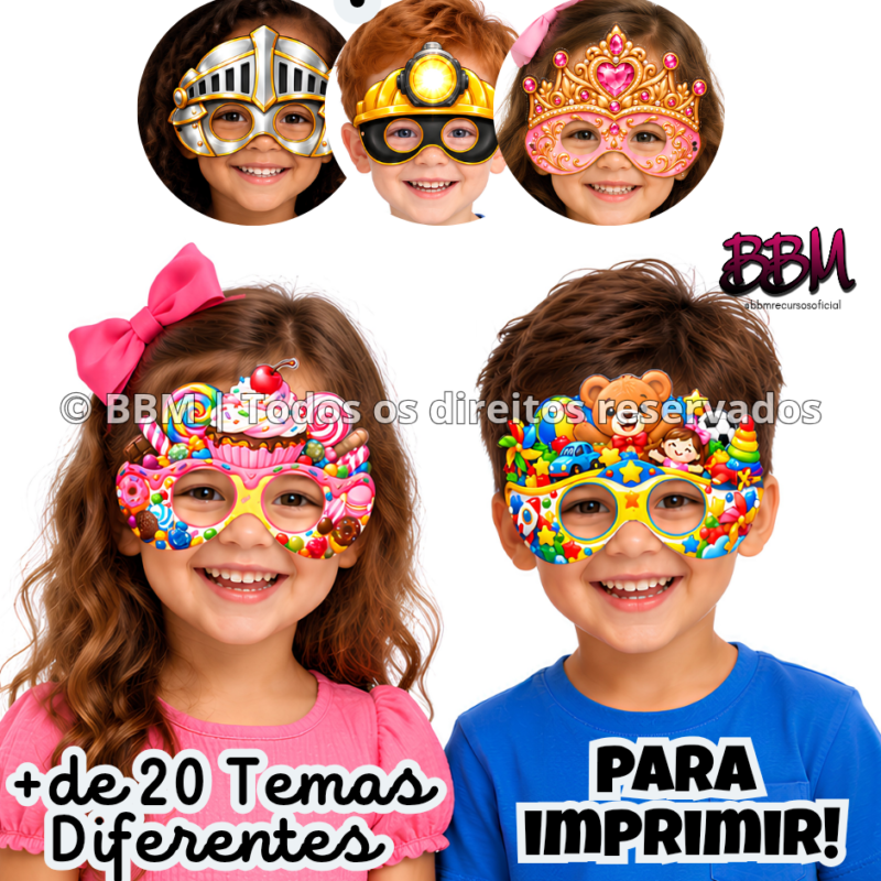 MÁSCARAS INFANTIS PARA IMPRIMIR 🧁🧸👑 🌈🖨️