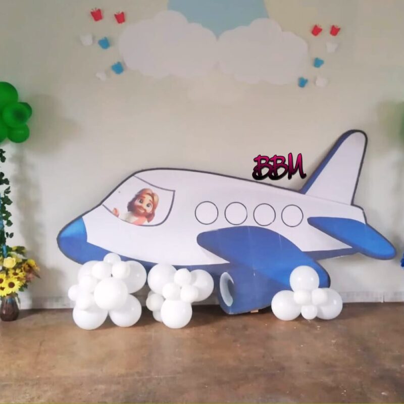 AVIÃO COM JESUS 🛩 MODELO 1 - BRANCO COM AZUL
