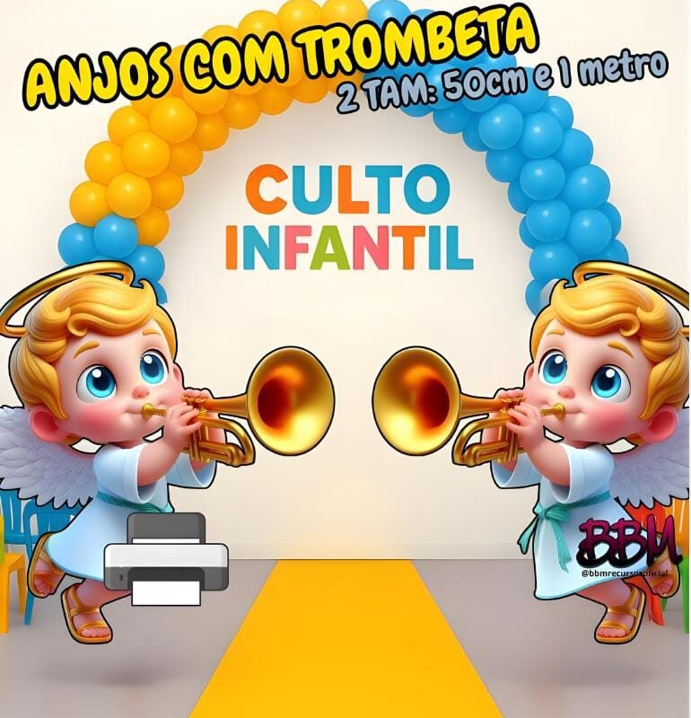 ANJOS COM TROMBETAS PARA IMPRIMIR 🖨😍