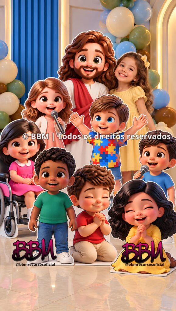 VINDE A MIM OS PEQUENINOS 7 CRIANÇAS + JESUS